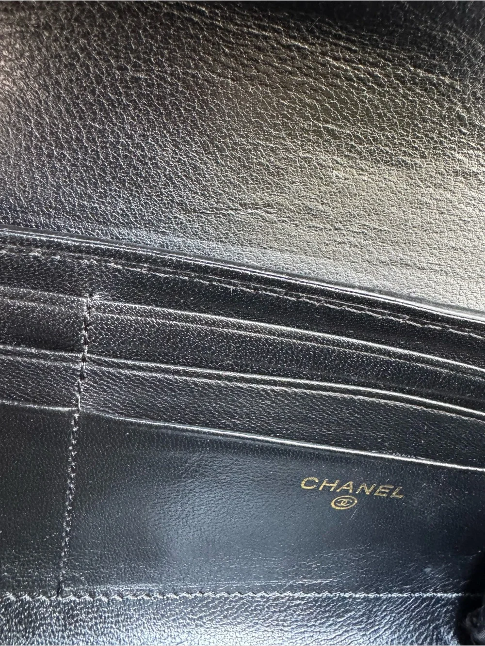 Black Patent Leather Wristlet Clutch with White CC Emblem